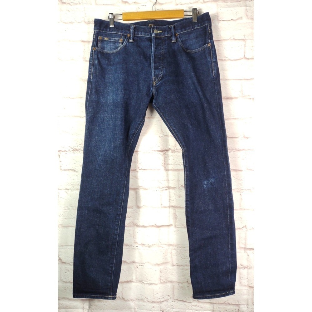 Polo Ralph Lauren Jeans 33x32 Blue Sullivan Slim Straight Leg Button Fly FLAW